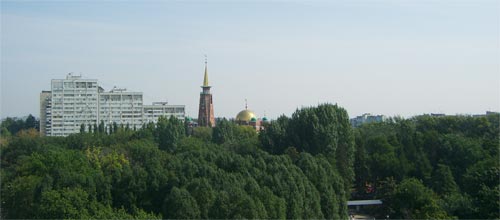 Вида на Самару с колеса обозрения, парк Гагарина